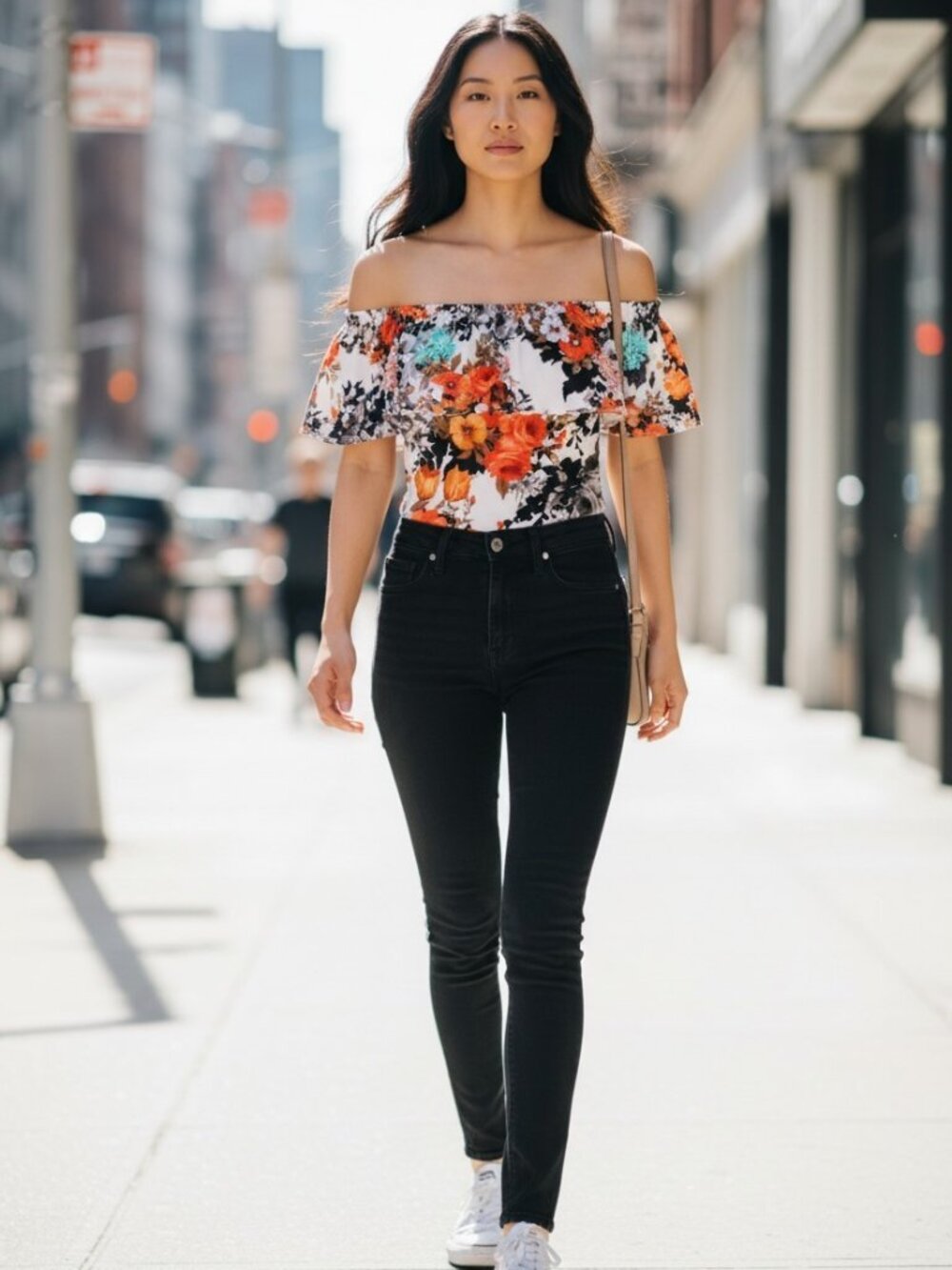 Touch Me Floral Off the Shoulder Body Suit -XL